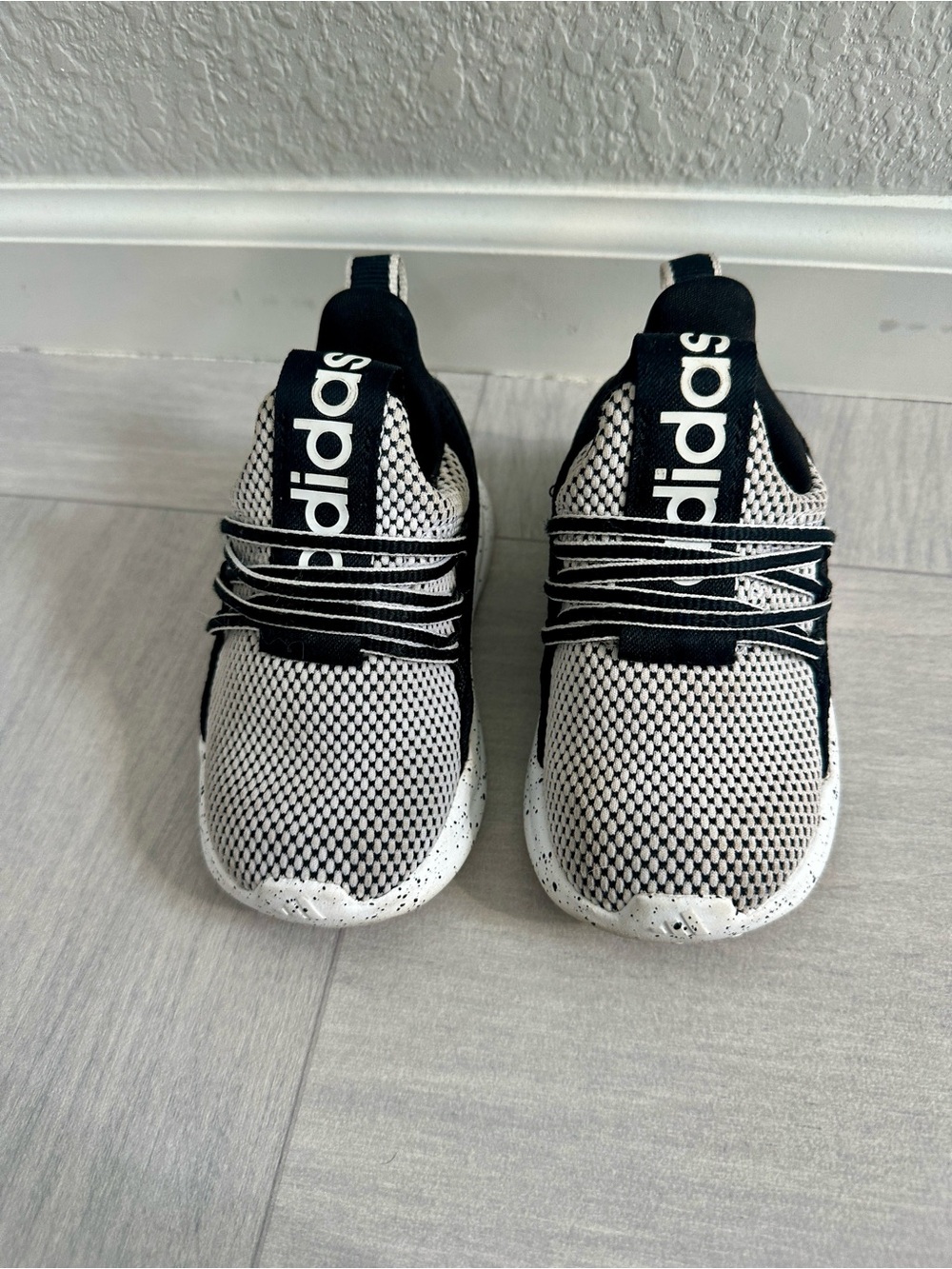 adidas Black and White Knit Athletic Sneakers
